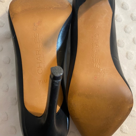 CHARLES by Charles David Black Leather Stiletto Heels - Picture 7 of 16